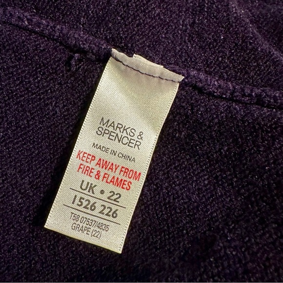 Marks & Spencer Deep Purple Ribbed Chenille Cowl Neck Sweater Plus Size 18 - Picture 7 of 14